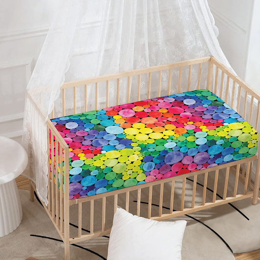 Watercolor Rainbow Pattern Print Baby Crib Sheet
