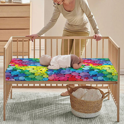 Watercolor Rainbow Pattern Print Baby Crib Sheet