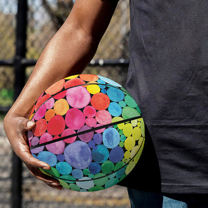 Watercolor Rainbow Pattern Print Basketball