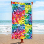 Watercolor Rainbow Pattern Print Beach Towel