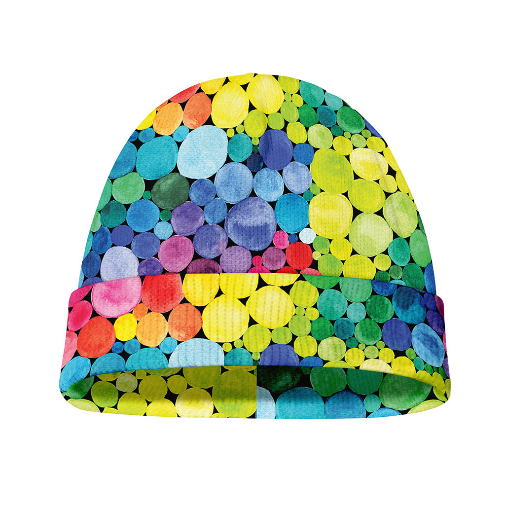 Watercolor Rainbow Pattern Print Beanie