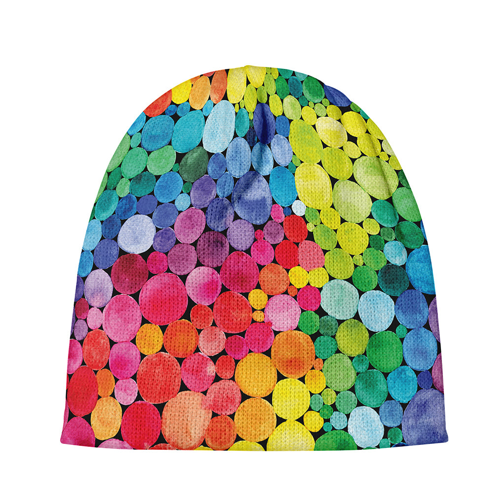 Watercolor Rainbow Pattern Print Beanie