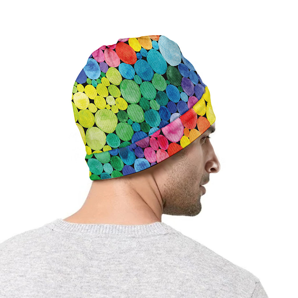Watercolor Rainbow Pattern Print Beanie