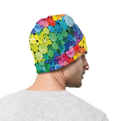 Watercolor Rainbow Pattern Print Beanie