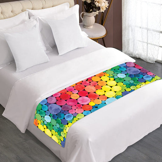 Watercolor Rainbow Pattern Print Bed Runner