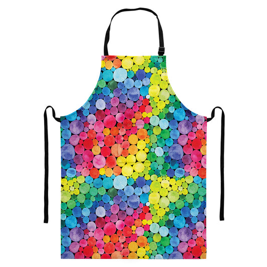 Watercolor Rainbow Pattern Print Bib Apron With Pocket