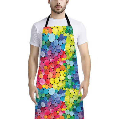Watercolor Rainbow Pattern Print Bib Apron With Pocket