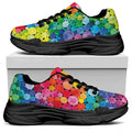 Watercolor Rainbow Pattern Print Black Chunky Shoes