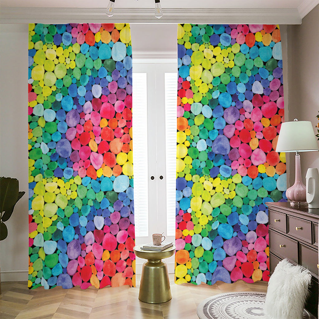 Watercolor Rainbow Pattern Print Blackout Pencil Pleat Curtains