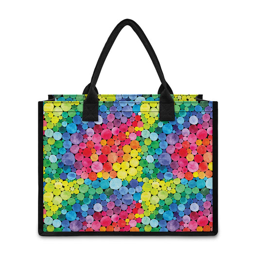Watercolor Rainbow Pattern Print Canvas Tote Bag