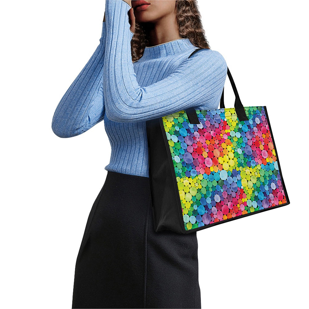 Watercolor Rainbow Pattern Print Canvas Tote Bag
