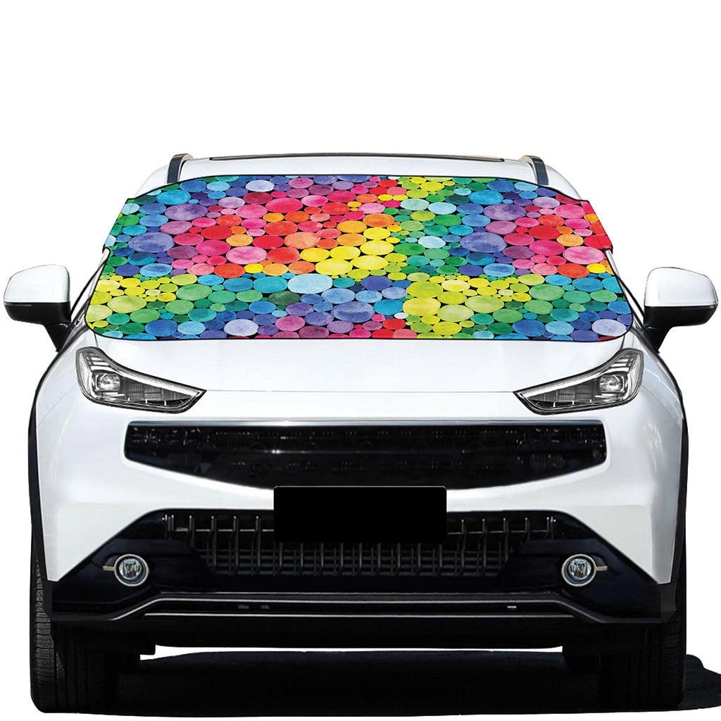 Watercolor Rainbow Pattern Print Car Windshield Snow Cover