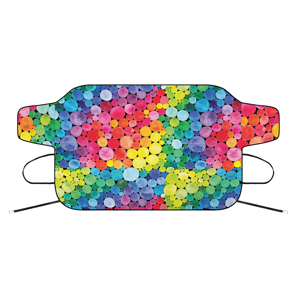 Watercolor Rainbow Pattern Print Car Windshield Snow Cover