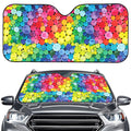 Watercolor Rainbow Pattern Print Car Windshield Sun Shade