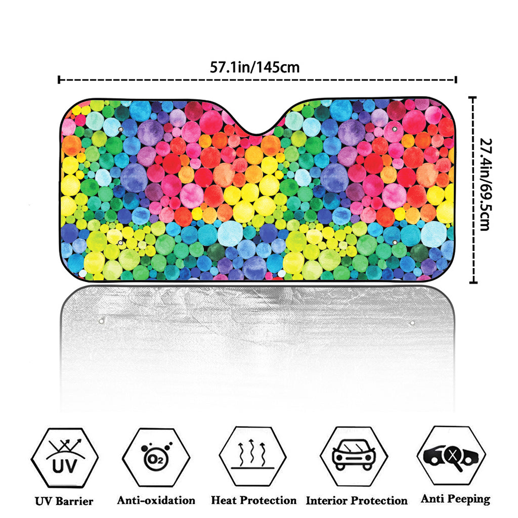 Watercolor Rainbow Pattern Print Car Windshield Sun Shade