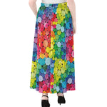 Watercolor Rainbow Pattern Print Chiffon Maxi Skirt