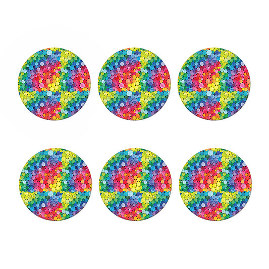 Watercolor Rainbow Pattern Print Coaster Set