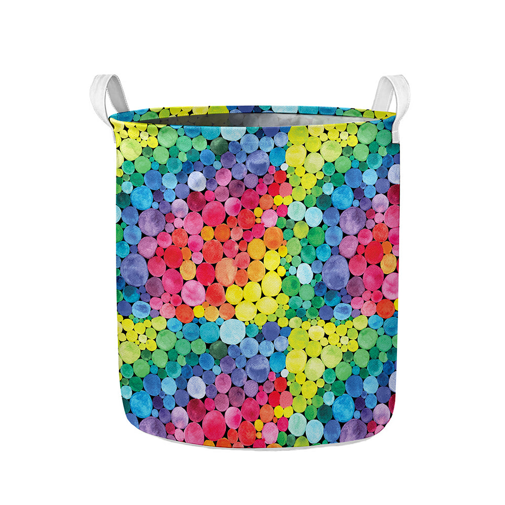 Watercolor Rainbow Pattern Print Collapsible Laundry Basket