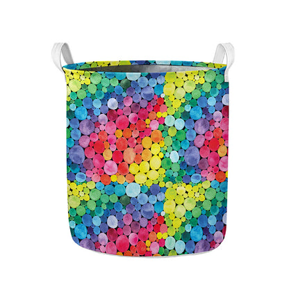 Watercolor Rainbow Pattern Print Collapsible Laundry Basket