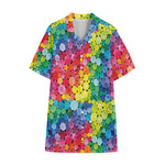 Watercolor Rainbow Pattern Print Cotton Hawaiian Shirt