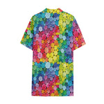 Watercolor Rainbow Pattern Print Cotton Hawaiian Shirt