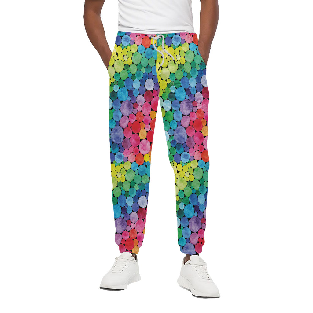 Watercolor Rainbow Pattern Print Cotton Pants