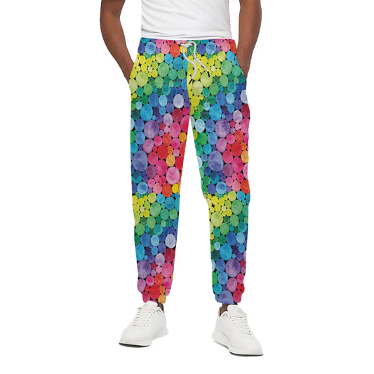 Watercolor Rainbow Pattern Print Cotton Pants