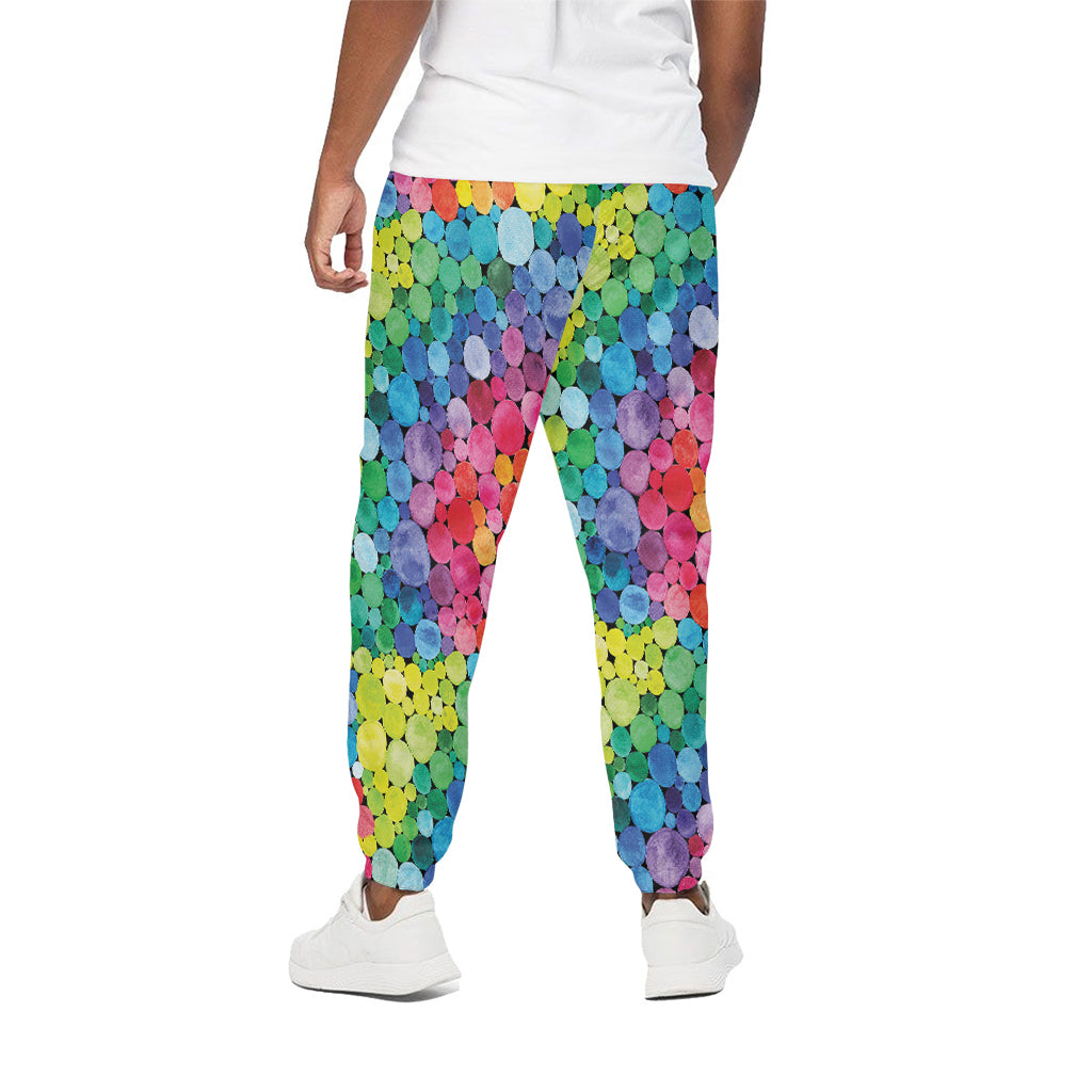 Watercolor Rainbow Pattern Print Cotton Pants