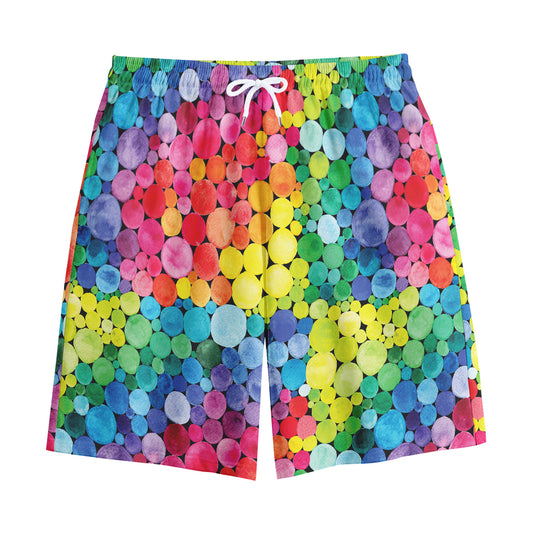 Watercolor Rainbow Pattern Print Cotton Shorts