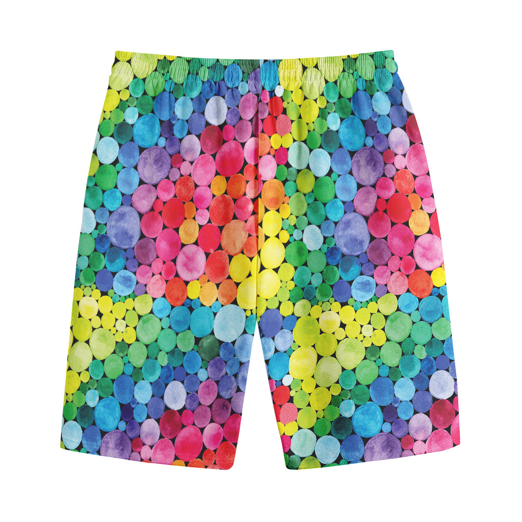 Watercolor Rainbow Pattern Print Cotton Shorts