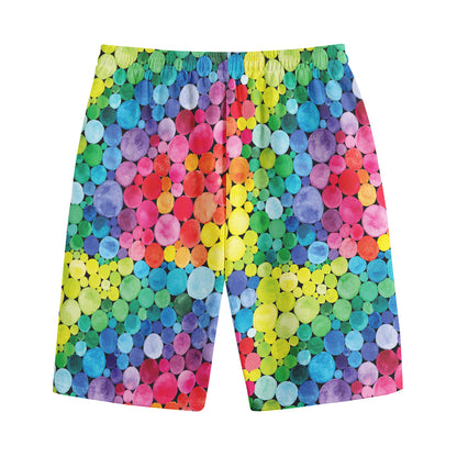 Watercolor Rainbow Pattern Print Cotton Shorts