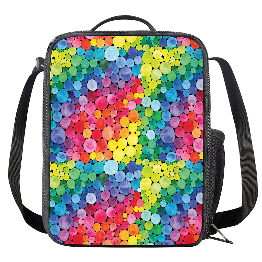 Watercolor Rainbow Pattern Print Crossbody Lunch Bag