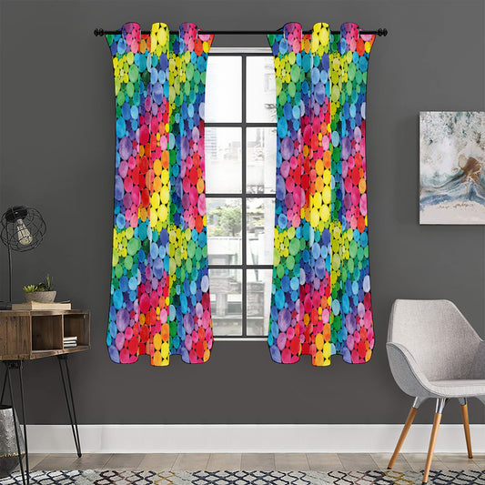 Watercolor Rainbow Pattern Print Curtain