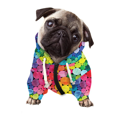 Watercolor Rainbow Pattern Print Dog Zip Up Hoodie