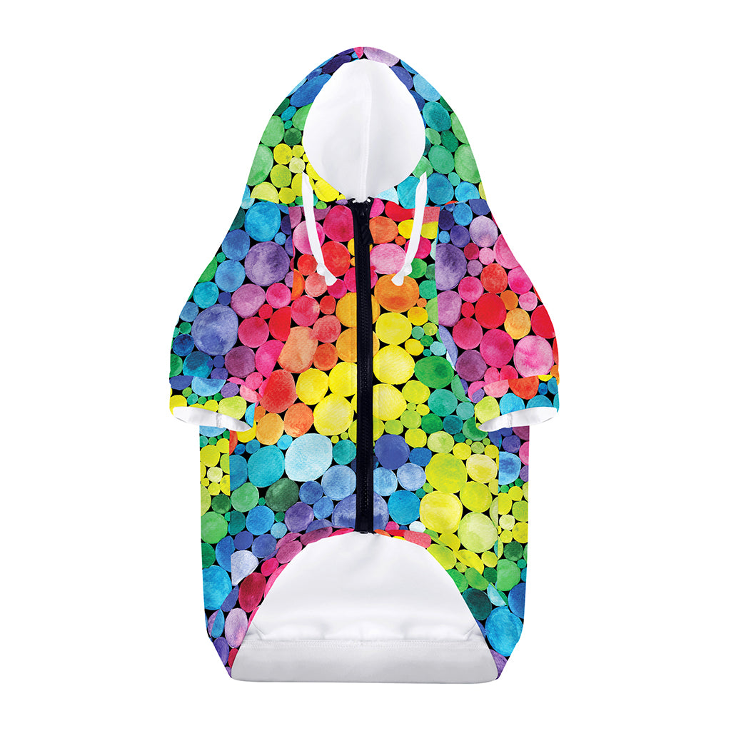 Watercolor Rainbow Pattern Print Dog Zip Up Hoodie