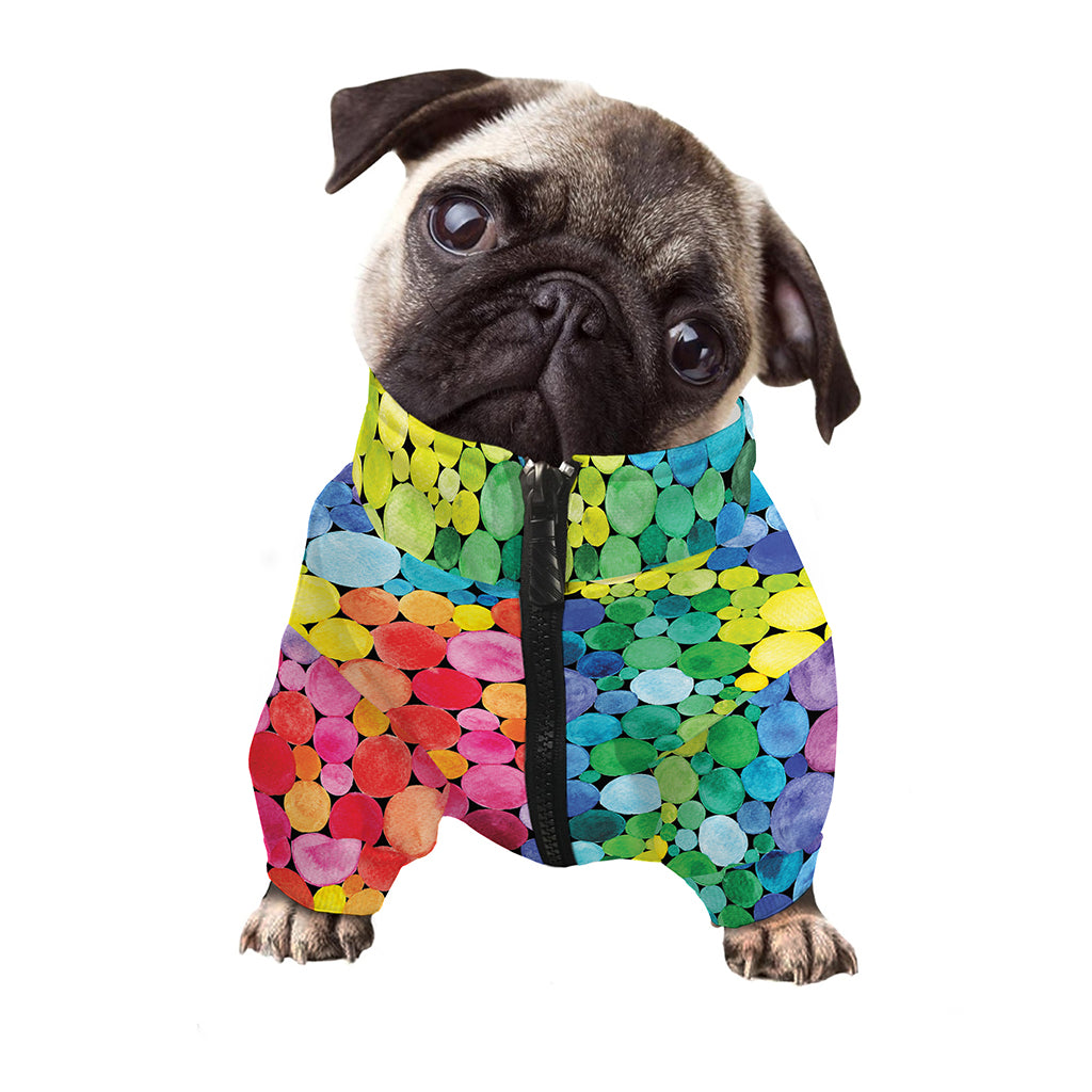Watercolor Rainbow Pattern Print Dog Zip Up Jacket