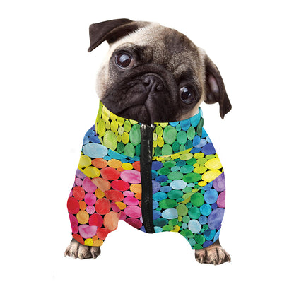 Watercolor Rainbow Pattern Print Dog Zip Up Jacket