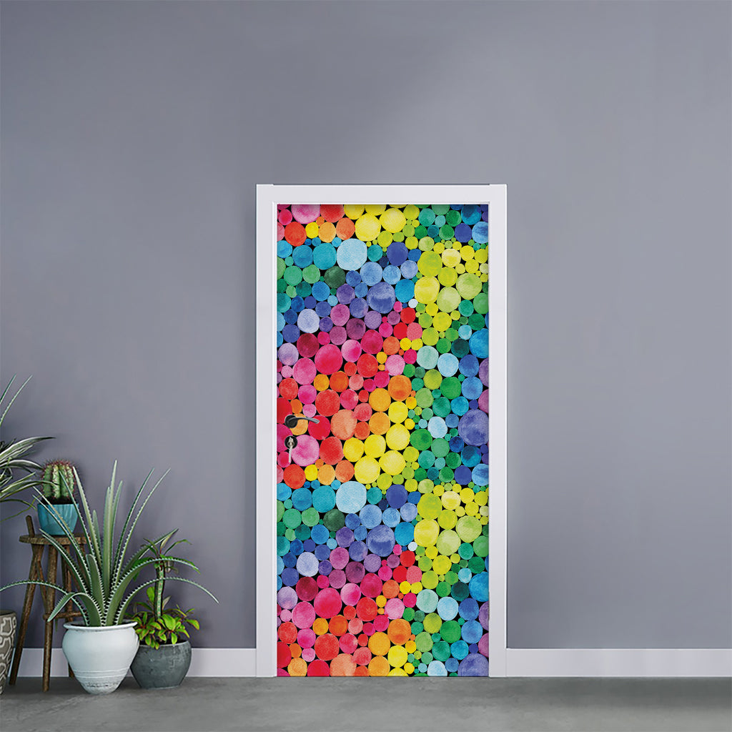 Watercolor Rainbow Pattern Print Door Sticker
