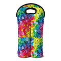 Watercolor Rainbow Pattern Print Double Neoprene Wine Tote