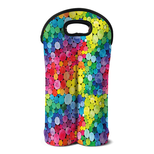 Watercolor Rainbow Pattern Print Double Neoprene Wine Tote