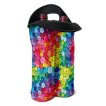 Watercolor Rainbow Pattern Print Double Neoprene Wine Tote