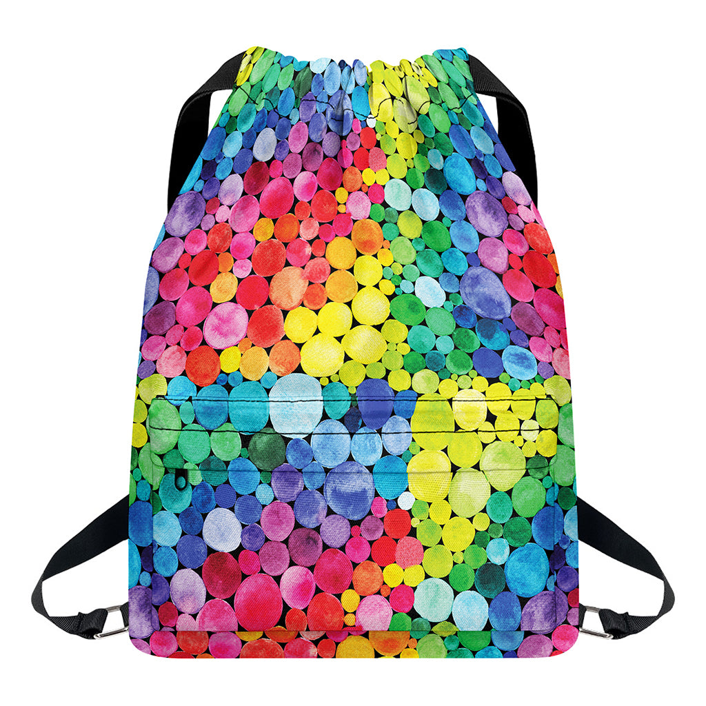 Watercolor Rainbow Pattern Print Drawstring Backpack