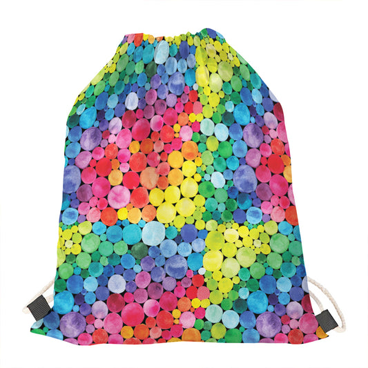 Watercolor Rainbow Pattern Print Drawstring Bag