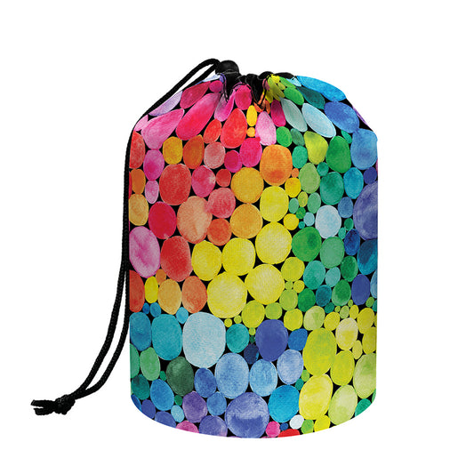 Watercolor Rainbow Pattern Print Drawstring Makeup Bag