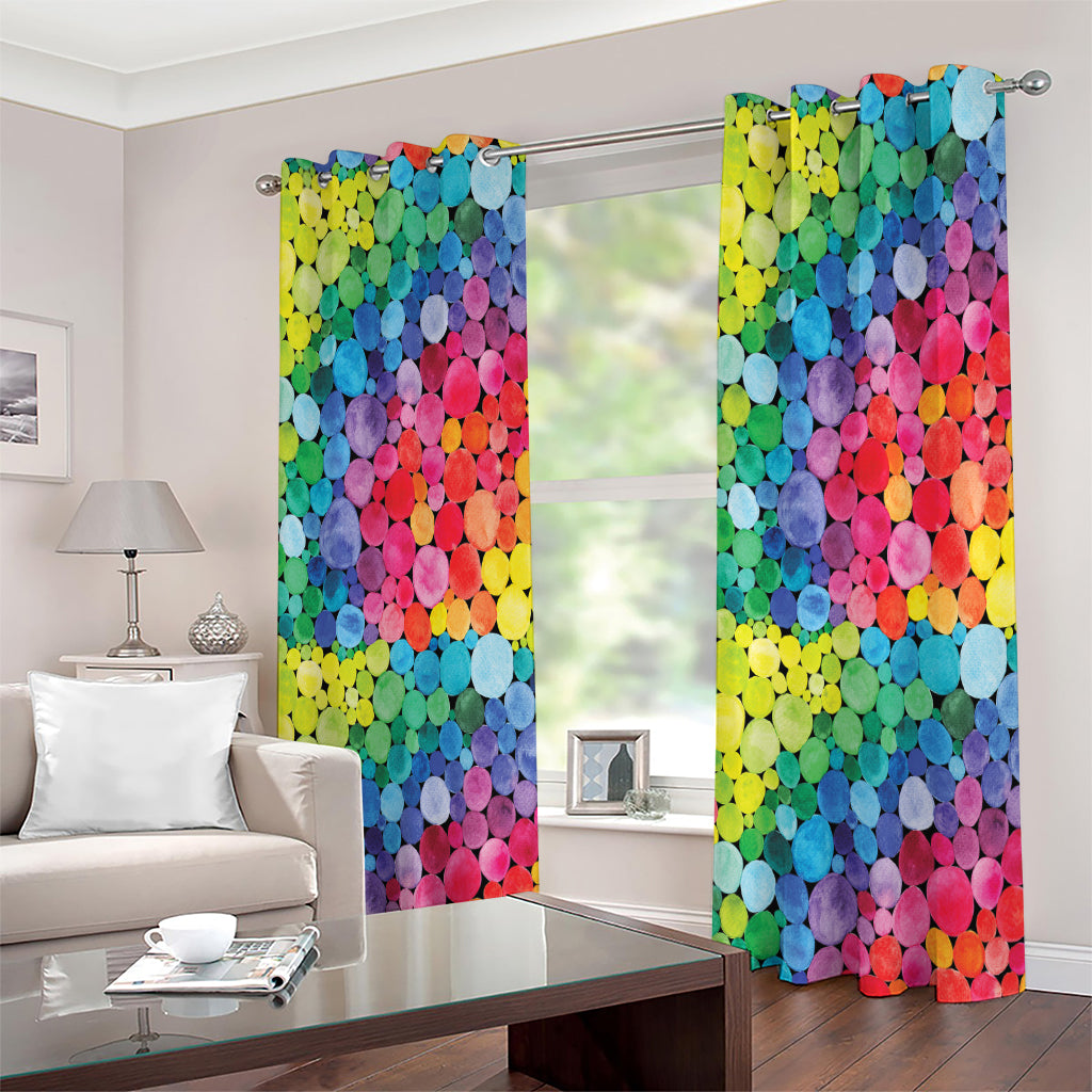 Watercolor Rainbow Pattern Print Extra Wide Grommet Curtains