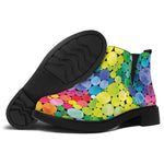 Watercolor Rainbow Pattern Print Flat Ankle Boots