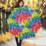 Watercolor Rainbow Pattern Print Foldable Umbrella