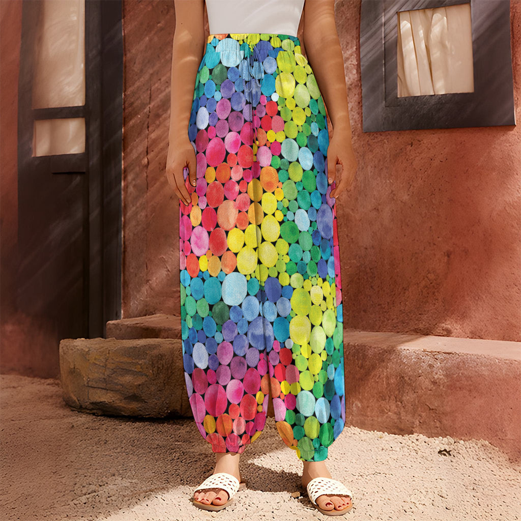 Watercolor Rainbow Pattern Print Harem Pants