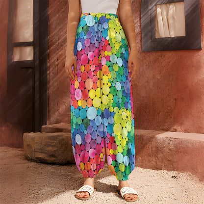 Watercolor Rainbow Pattern Print Harem Pants