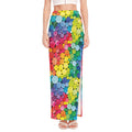 Watercolor Rainbow Pattern Print High Slit Maxi Skirt